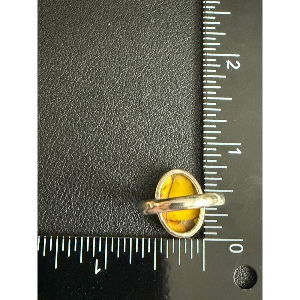 Sterling Silver Ring Turquoise Honey Dahlia Yellow Southwest Bezel 925 Size 7.5 - Picture 10 of 11